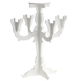 Candlestick in white plexiglass with 5 flames