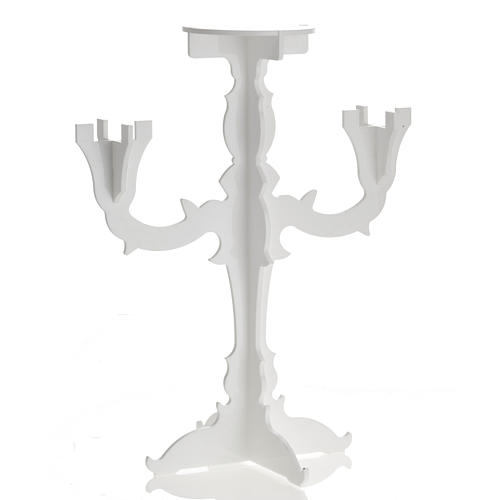 Candlestick in white plexiglass with 3 flames 1