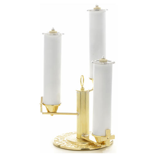 Kerzenhalter mit 3 Flammen aus vergoldeter Bronze 1