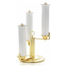 Candlestick with 3 flames in gold-plated bronze
