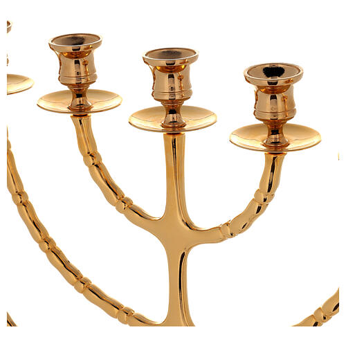 Candlestick Menorah in gold-plated brass with 7 flames 3