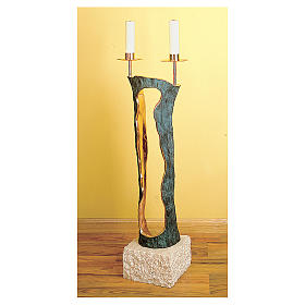 Candélabres: Chandelier deux lumières marbre bronze Molina