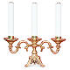 Candelabra in fused brass finished in gold with three cartridges , 22 cm height s1