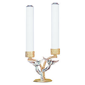 Candélabres: Chandelier anges en laiton moulé 2 bagues h 18 cm