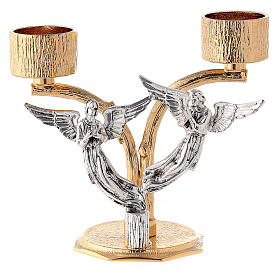 Candelabra in cast brass with angels 18cm, 2 arms