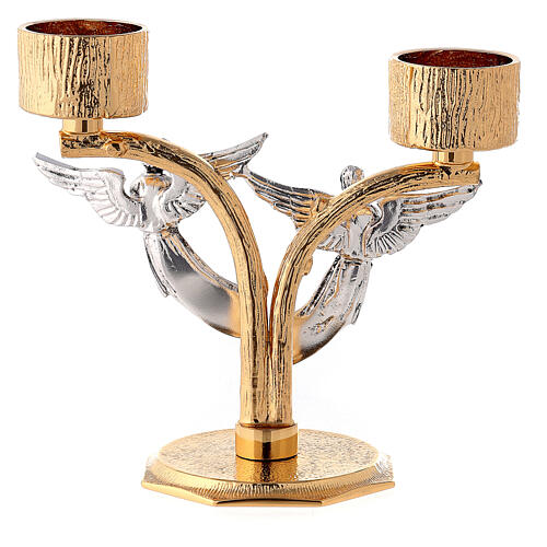 Candelabra in cast brass with angels 18cm, 2 arms 4