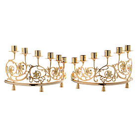 Pair of candelabra with 6 arms in cast brass, Baroque style 30x50cm