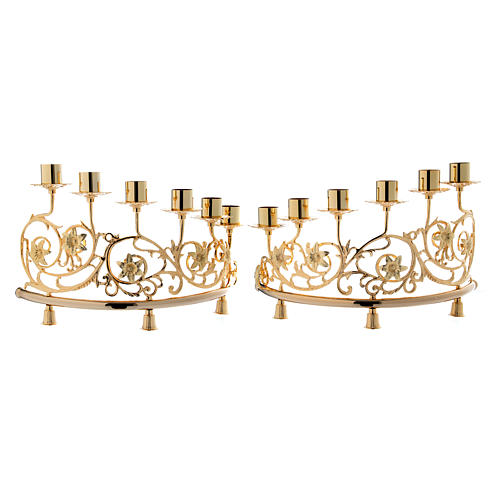 Pair of candelabra with 6 arms in cast brass, Baroque style 30x50cm 1