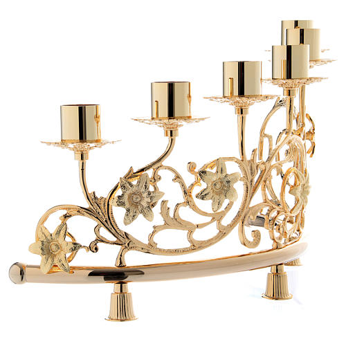 Pair of candelabra with 6 arms in cast brass, Baroque style 30x50cm 7