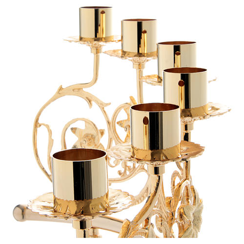 Jogo candelabros 6 bocais latão moldado 30x50 cm estilo barroco 8
