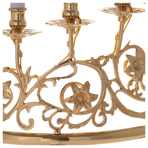 Pair of candelabra with 6 arms in cast brass with wooden candles, Baroque style 15cm 3