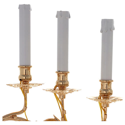 Coppia lumiera 6 bossoli ottone barocca candele legno elettriche 15 cm 5