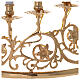Pair of candelabra with 6 arms in cast brass with wooden candles, Baroque style 15cm s3