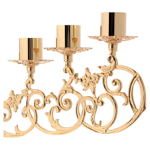 Baroque candelabra in brass for liquid wax candles 2