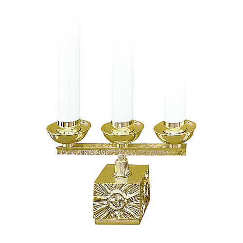 Candelabra with 3 arms in cast brass, 19cm 1