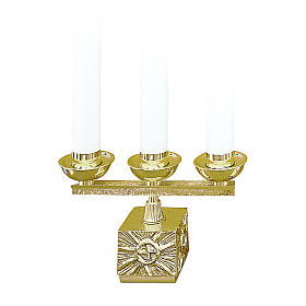 Candelabra with 3 arms in cast brass, 19cm
