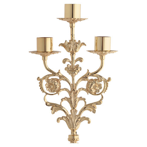 Barock Kerzenhalter Messing 3 Tüllen 52cm 3