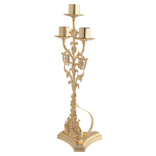 Barock Kerzenhalter Messing 3 Tüllen 52cm 4