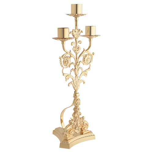 Barock Kerzenhalter Messing 3 Tüllen 52cm 6