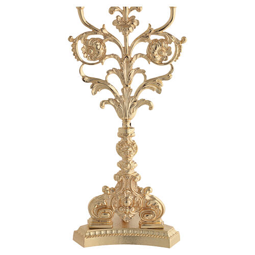 Baroque style candelabra in gold cast brass 52cm, 3 arms 5