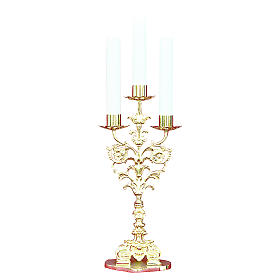 Baroque style candelabra in gold cast brass 52cm, 3 arms