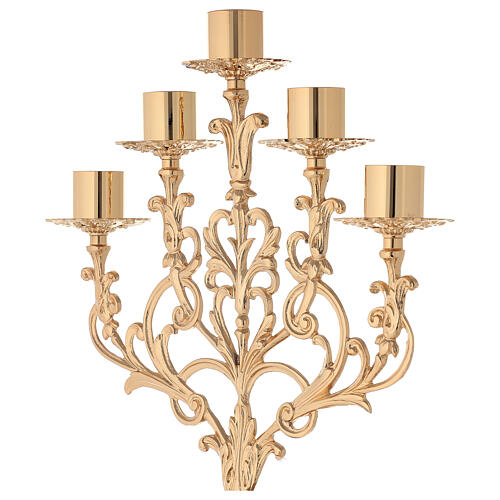 Baroque style candelabra in gold cast brass 61cm, 5 arms 2