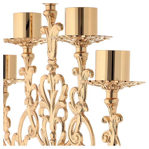 Baroque style candelabra in gold cast brass 61cm, 5 arms 3