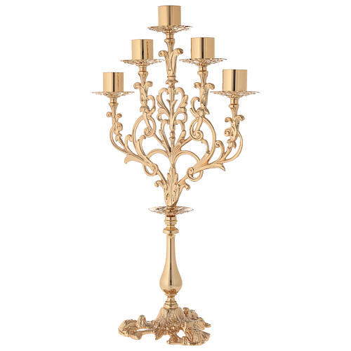 Baroque style candelabra in gold cast brass 61cm, 5 arms 4