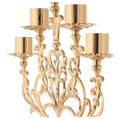 Baroque style candelabra in gold cast brass 61cm, 5 arms 6