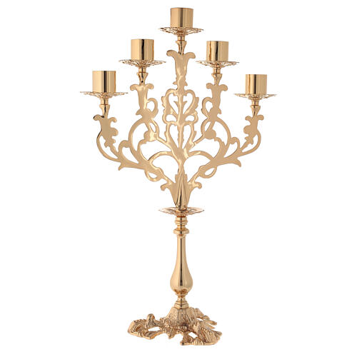 Baroque style candelabra in gold cast brass 61cm, 5 arms 10