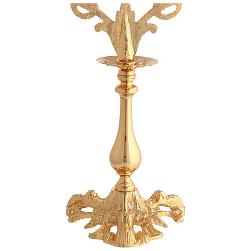 Candelabro barroco 5 bases latón dorado fundido 61 cm altura 6