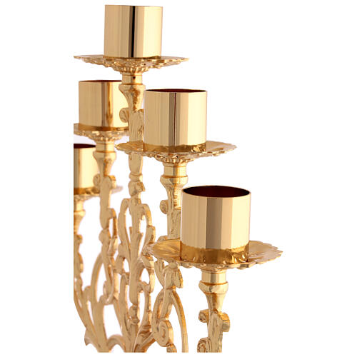Lumiera barocca 5 bossoli ottone dorato fuso 61 cm altezza 2