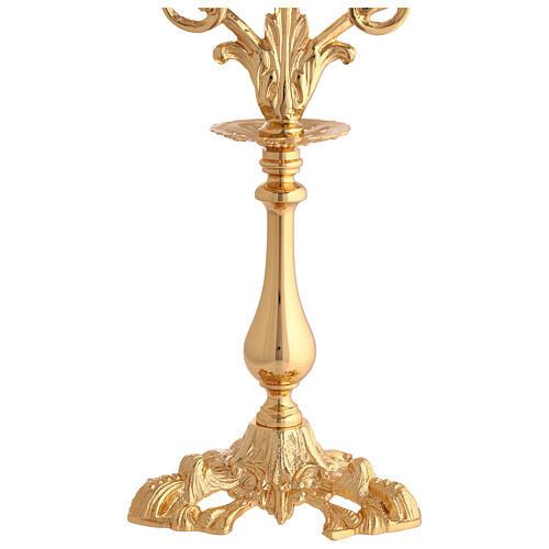 Lumiera barocca 5 bossoli ottone dorato fuso 61 cm altezza 3