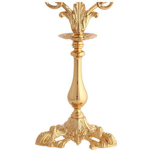 Candelabro barroco 5 bocais latão dourado moldado 61 cm altura 3