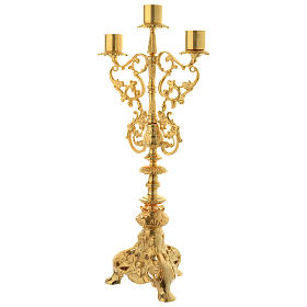 Candelabra for three lights in gold brass
