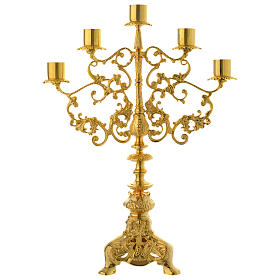 Candelabra for five lights in gold brass