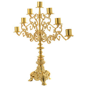 Candelabra for seven lights in gold brass
