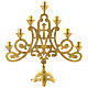 Candelabra for seven lights with cross in gold brass s1