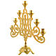 Candelabra for seven lights with cross in gold brass s2
