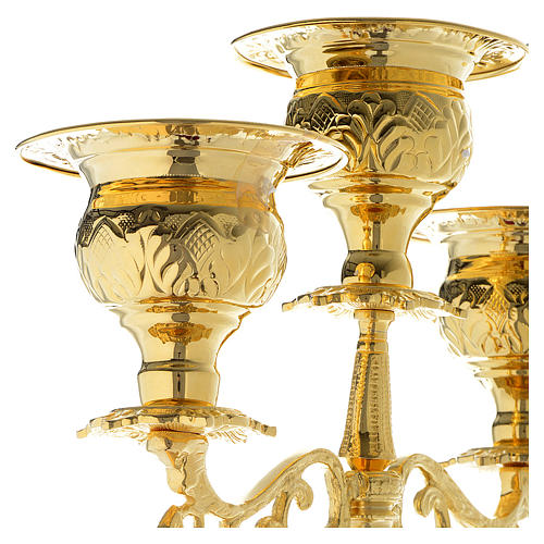 Candelabra for three lights with glass and gold brass cartridge 5