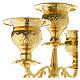 Candelabra for three lights with glass and gold brass cartridge s5