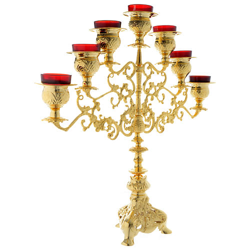 Candelabra for seven lights with glass and gold brass cartridge 4