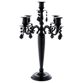 Black candle holder 5 branches 55 cm, nickel