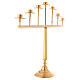 STOCK Menorah 7 branch candle holder in golden brass s3