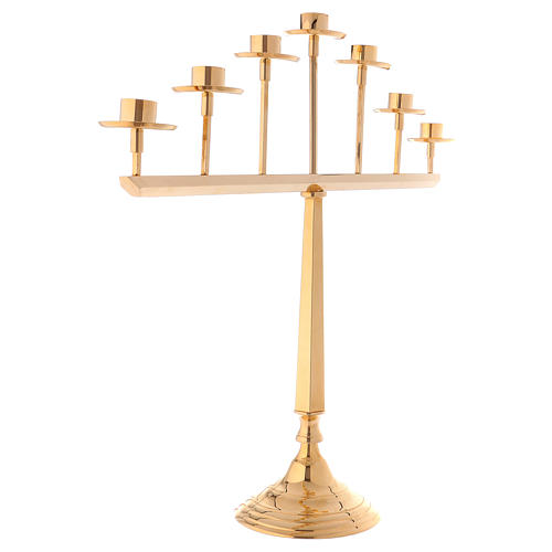 STOCK Candelabro a sette fiamme in ottone dorato 3