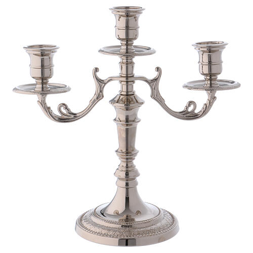 Candle holder three flame in silver-plated brass 1