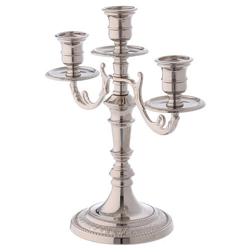Candle holder three flame in silver-plated brass 4