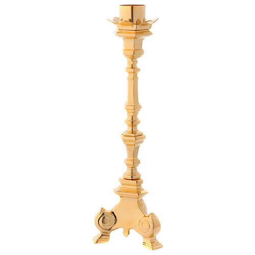 Kerzenleuchter aus vergoldetem Messing mit drei-Fuß-Sockel 4