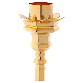 Candle holder in golden brass with tripod base