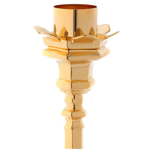 Candle holder in golden brass with tripod base 2